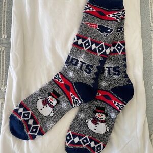 Patriots Themed Gray and Blue Socks
